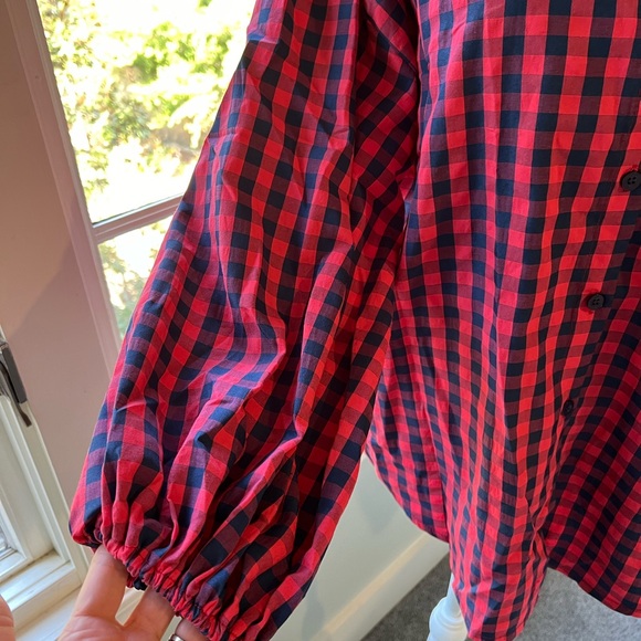 NWOT Nanatee red and blue checkered top, size medium - Picture 4 of 5